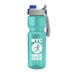 a gray with blue cap lid & teal bottle champion - 28 oz transparent bottle with quick snap lid