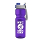 a gray with blue cap lid & violet bottle champion - 28 oz transparent bottle with quick snap lid