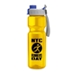 a gray with blue cap lid & yellow bottle champion - 28 oz transparent bottle with quick snap lid