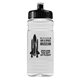 aerial view a black lid & clear bottle 20 oz clear sports bottle with push pull lid, image 1 of 2