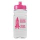 aerial view a pink lid & clear bottle 20 oz clear sports bottle with push pull lid, image 1 of 2