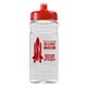 aerial view a red lid & clear bottle 20 oz clear sports bottle with push pull lid, image 1 of 2
