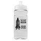 aerial view a white lid & clear bottle 20 oz clear sports bottle with push pull lid, image 1 of 2