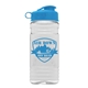 aerial view a cyan lid & clear bottle clear bottle with flip lid - 20 oz, image 1 of 2