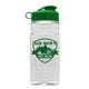 aerial view a green lid & clear bottle clear bottle with flip lid - 20 oz, image 1 of 2