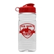aerial view a red lid & clear bottle clear bottle with flip lid - 20 oz, image 1 of 2