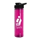 aerial view a black lid & transparent-fuchsia bottle 24 oz slim fit halcyon water bottles with drink - thru lid, image 1 of 2