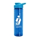 a cyan lid & transparent-blue bottle 24 oz slim fit halcyon water bottles with drink - thru lid