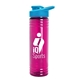 a cyan lid & transparent-fuchsia bottle 24 oz slim fit halcyon water bottles with drink - thru lid