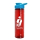 a cyan lid & transparent-red bottle 24 oz slim fit halcyon water bottles with drink - thru lid