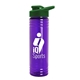 a green lid & transparent-violet bottle 24 oz slim fit halcyon water bottles with drink - thru lid