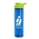 a lime-green lid & transparent-blue bottle 24 oz slim fit halcyon water bottles with drink - thru lid