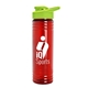 a lime-green lid & transparent-red bottle 24 oz slim fit halcyon water bottles with drink - thru lid
