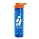 a orange lid & transparent-blue bottle 24 oz slim fit halcyon water bottles with drink - thru lid