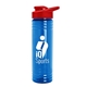a red lid & transparent-blue bottle 24 oz slim fit halcyon water bottles with drink - thru lid
