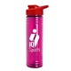 a red lid & transparent-fuchsia bottle 24 oz slim fit halcyon water bottles with drink - thru lid