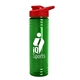 a red lid & transparent-green bottle 24 oz slim fit halcyon water bottles with drink - thru lid