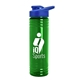 a royal-blue lid & transparent-green bottle 24 oz slim fit halcyon water bottles with drink - thru lid
