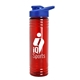 a royal-blue lid & transparent-red bottle 24 oz slim fit halcyon water bottles with drink - thru lid