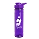 aerial view a violet lid & transparent-violet bottle 24 oz slim fit halcyon water bottles with drink - thru lid, image 1 of 2