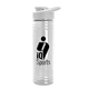 aerial view a white lid & clear bottle 24 oz slim fit halcyon water bottles with drink - thru lid, image 1 of 2