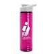 aerial view a white lid & transparent-fuchsia bottle 24 oz slim fit halcyon water bottles with drink - thru lid, image 1 of 2