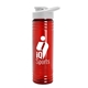 aerial view a white lid & transparent-red bottle 24 oz slim fit halcyon water bottles with drink - thru lid, image 1 of 2