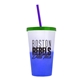 a frost-to-blue cup & translucent green lid & translucent-violet straw 22 oz cool color change sport sipper