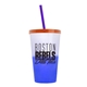a frost-to-blue cup & translucent orange lid & translucent-violet straw 22 oz cool color change sport sipper