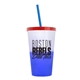 a frost-to-blue cup & translucent red lid & translucent blue straw 22 oz cool color change sport sipper