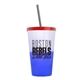 a frost-to-blue cup & translucent red lid & translucent smoke straw 22 oz cool color change sport sipper