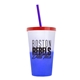 a frost-to-blue cup & translucent red lid & translucent-violet straw 22 oz cool color change sport sipper