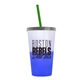 a frost-to-blue cup & translucent smoke lid & translucent green straw 22 oz cool color change sport sipper