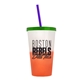 a frost-to-orange cup & translucent green lid & translucent-violet straw 22 oz cool color change sport sipper