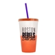 a frost-to-orange cup & translucent orange lid & translucent-violet straw 22 oz cool color change sport sipper