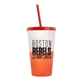a frost-to-orange cup & translucent red lid & translucent red straw 22 oz cool color change sport sipper