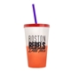 a frost-to-orange cup & translucent red lid & translucent-violet straw 22 oz cool color change sport sipper