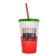 a frost-to-red cup & translucent green lid & translucent red straw 22 oz cool color change sport sipper