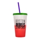 a frost-to-red cup & translucent green lid & translucent-violet straw 22 oz cool color change sport sipper