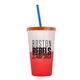 a frost-to-red cup & translucent orange lid & translucent blue straw 22 oz cool color change sport sipper