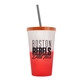 a frost-to-red cup & translucent orange lid & translucent smoke straw 22 oz cool color change sport sipper