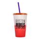 a frost-to-red cup & translucent orange lid & translucent-violet straw 22 oz cool color change sport sipper