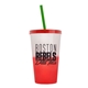 a frost-to-red cup & translucent red lid & translucent green straw 22 oz cool color change sport sipper