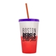 a frost-to-red cup & translucent violet lid & translucent orange straw 22 oz cool color change sport sipper