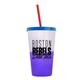 a frost-to-violet cup & translucent blue lid & translucent red straw 22 oz cool color change sport sipper