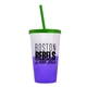 a frost-to-violet cup & translucent green lid & translucent green straw 22 oz cool color change sport sipper