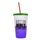 a frost-to-violet cup & translucent green lid & translucent orange straw 22 oz cool color change sport sipper