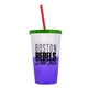 a frost-to-violet cup & translucent green lid & translucent red straw 22 oz cool color change sport sipper