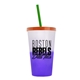 a frost-to-violet cup & translucent orange lid & translucent green straw 22 oz cool color change sport sipper