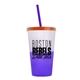 a frost-to-violet cup & translucent orange lid & translucent-violet straw 22 oz cool color change sport sipper